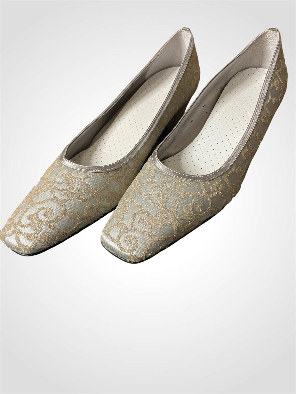 Nina Metallic Gold-Patterned Ballet Flats